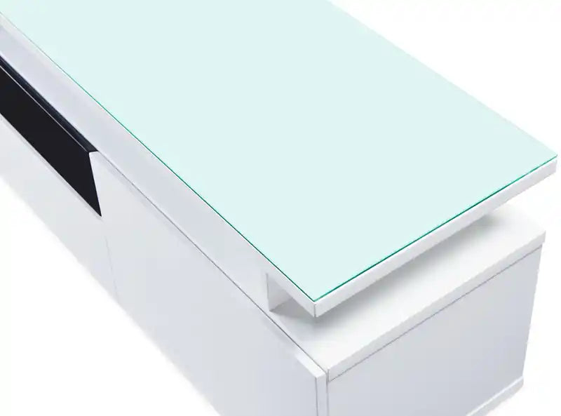 Meuble TV moderne de 173 cm avec rangements et gestion des câbles pour TV jusqu'à 75 pouces - Blanc