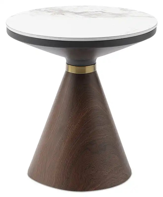 Alwin 19.5 Modern Round End Table with White Sintered Stone Top