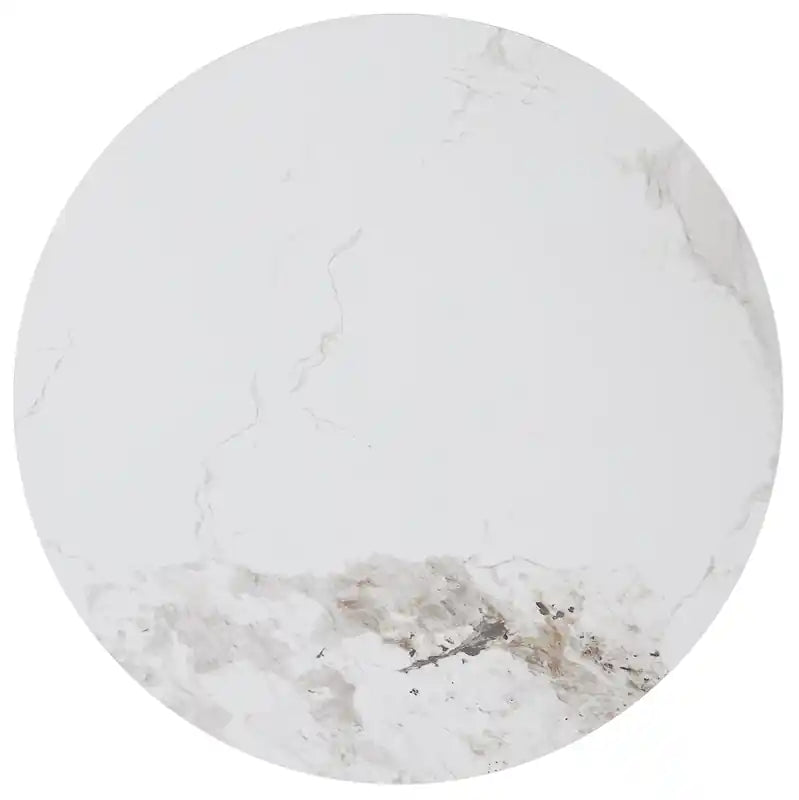 Table d'appoint ronde avec plateau en pierre frittée blanche de 49,5 cm