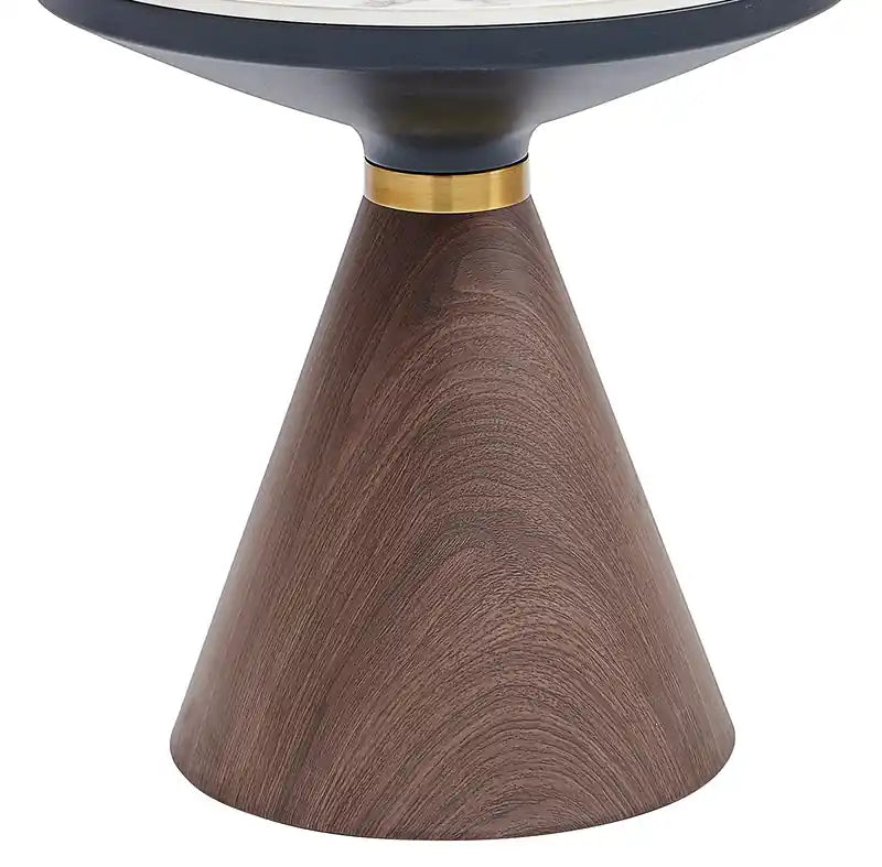 Table d'appoint ronde avec plateau en pierre frittée blanche de 49,5 cm