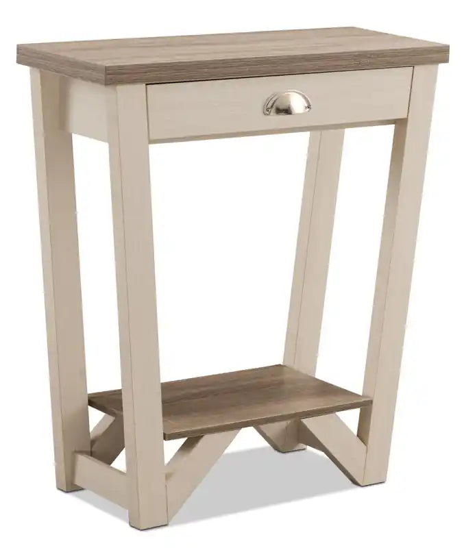 Table d'appoint moderne 31 po avec rangement et tablette - Noyer foncé et Noir