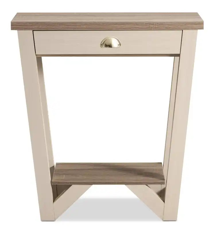 Table d'appoint moderne 31 po avec rangement et tablette - Noyer foncé et Noir