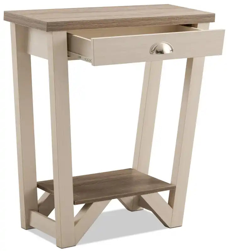 Table d'appoint moderne 31 po avec rangement et tablette - Noyer foncé et Noir