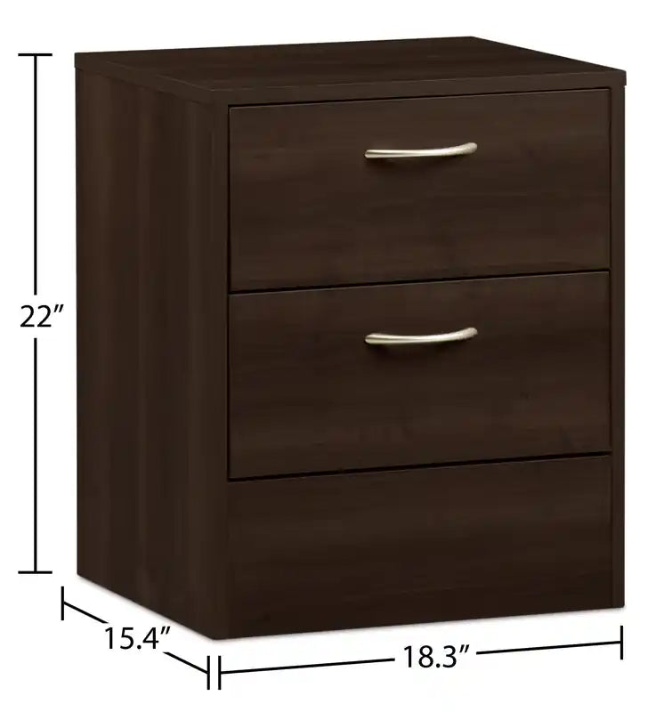 Table de chevet à 2 tiroirs, 18,3 L x 22 H, fabriquée au Canada