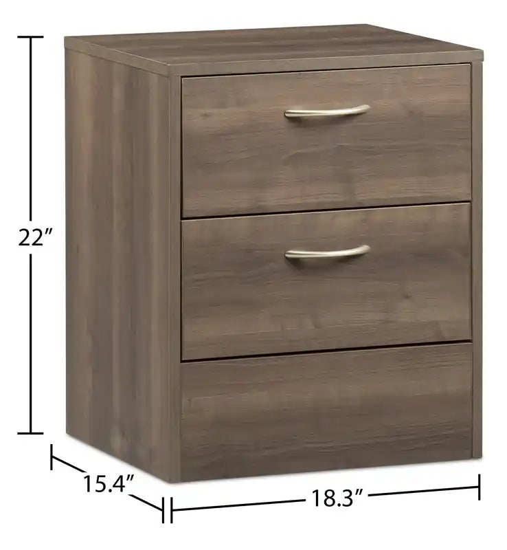 Table de chevet à 2 tiroirs, 18,3 L x 22 H, fabriquée au Canada