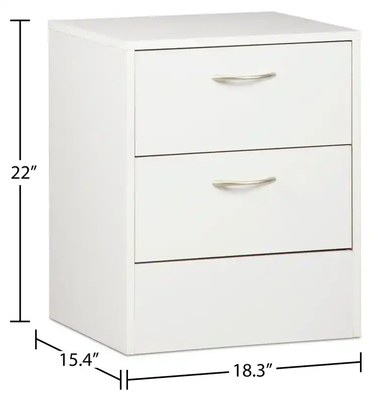 Table de chevet à 2 tiroirs, 18,3 L x 22 H, fabriquée au Canada