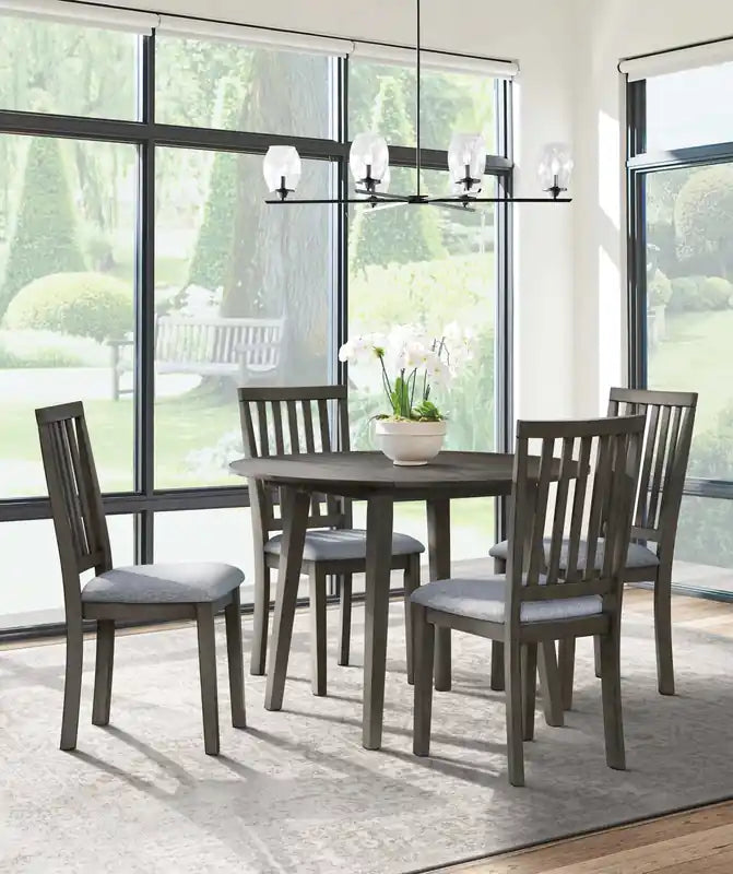 Chaise de salle à manger avec assise en tissu, dossier à barreaux