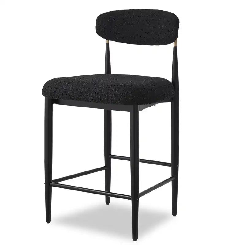 Kort & Co. Capri Counter-Height Stool with Boucle Fabric & Gold Accent, 26H