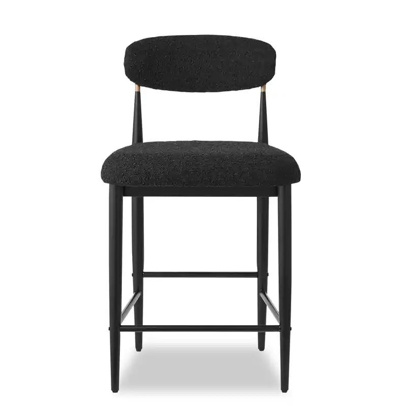 Tabouret hauteur comptoir en tissu bouclé avec accent doré, hauteur 26 po