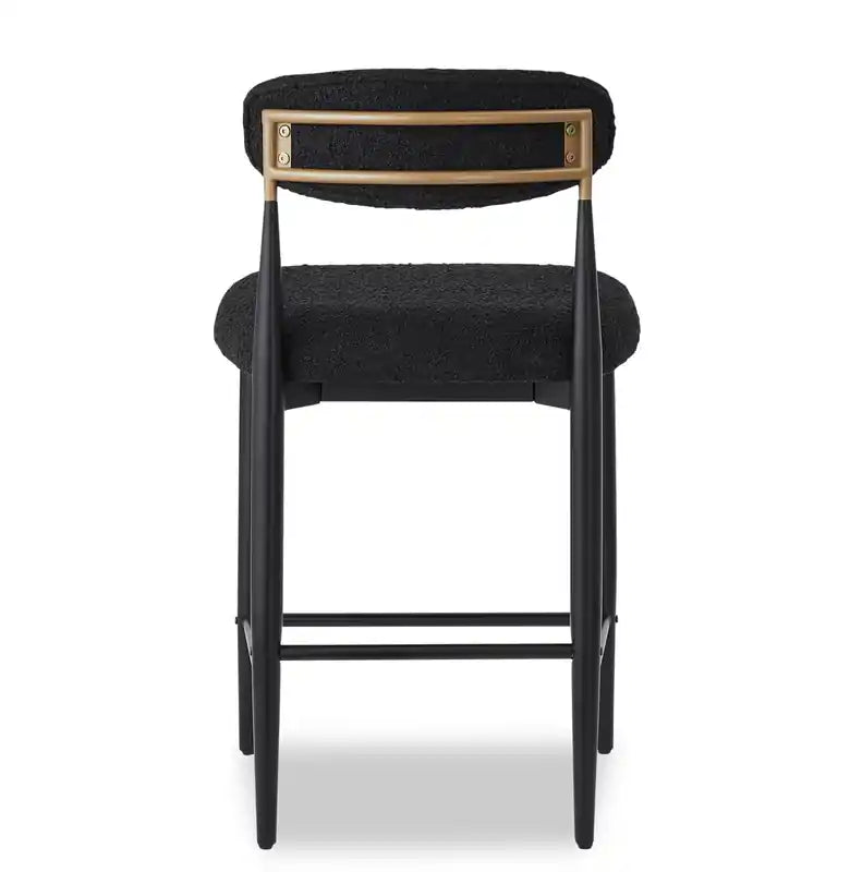 Tabouret hauteur comptoir en tissu bouclé avec accent doré, hauteur 26 po