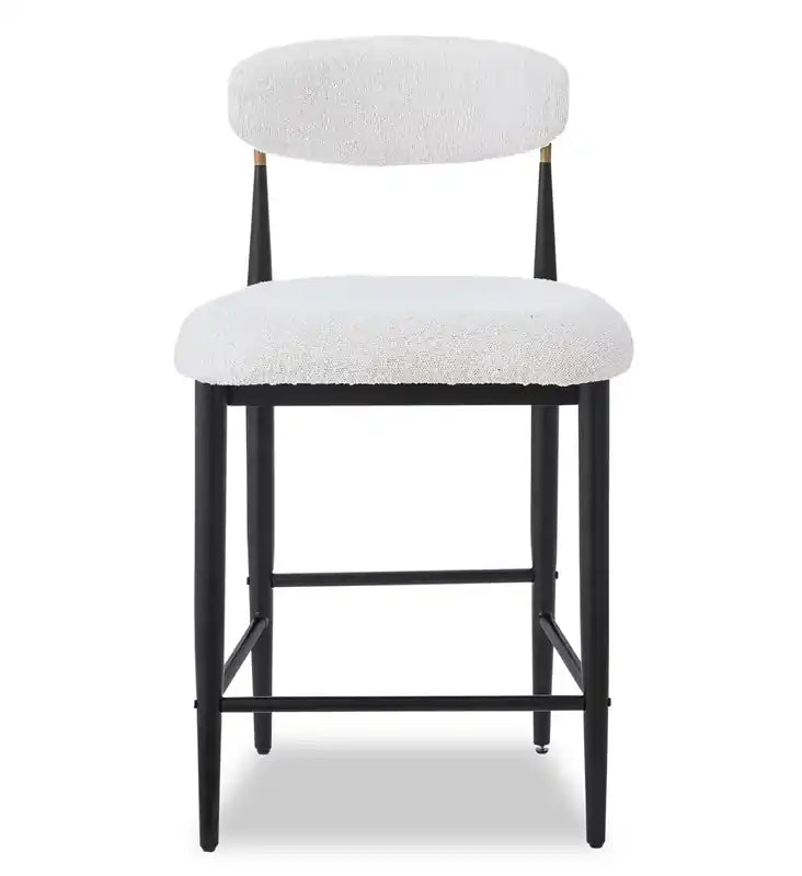 Tabouret hauteur comptoir en tissu bouclé avec accent doré, hauteur 26 po