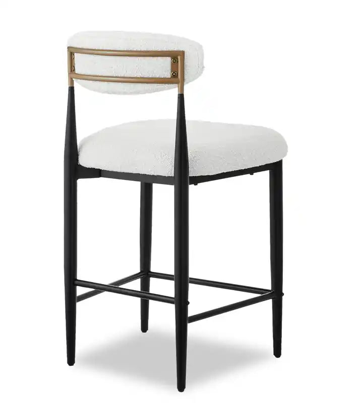 Tabouret hauteur comptoir en tissu bouclé avec accent doré, hauteur 26 po