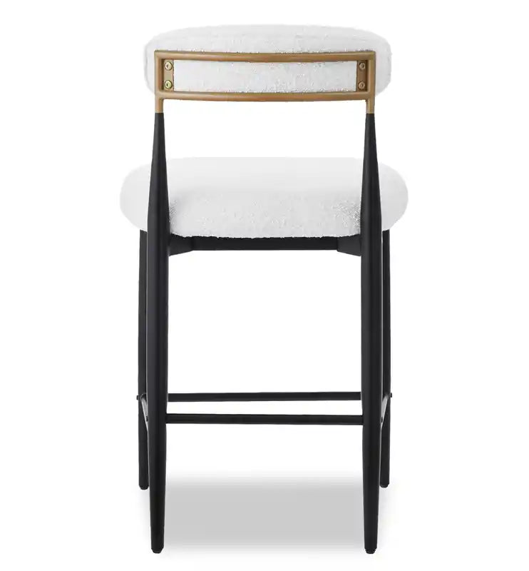 Tabouret hauteur comptoir en tissu bouclé avec accent doré, hauteur 26 po