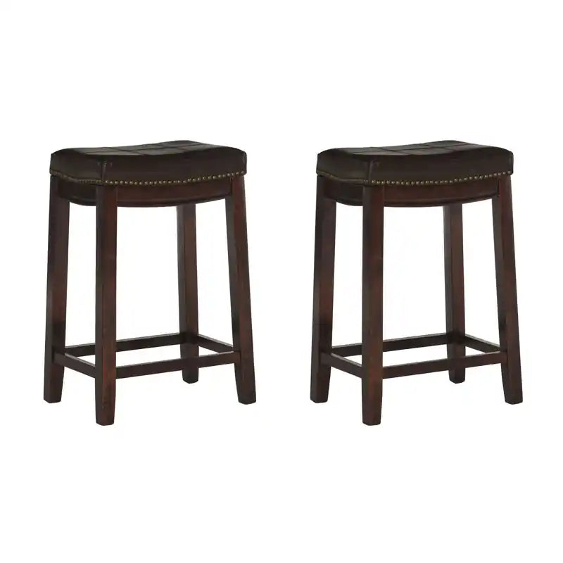 Claridge Faux Leather Brown Backless Counter-Height Stool