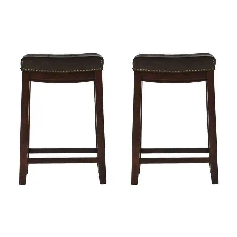 Tabouret de comptoir marron sans dossier en similicuir