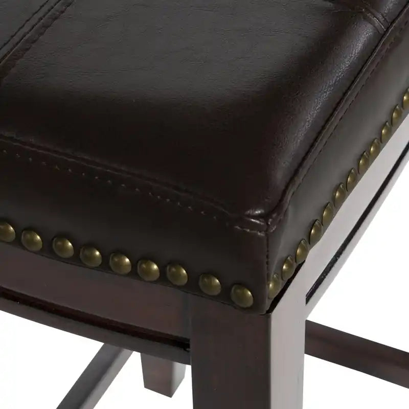 Tabouret de comptoir marron sans dossier en similicuir