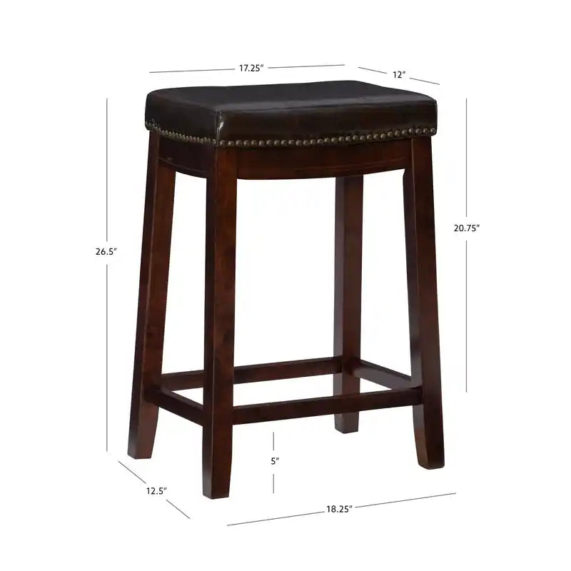 Tabouret de comptoir marron sans dossier en similicuir