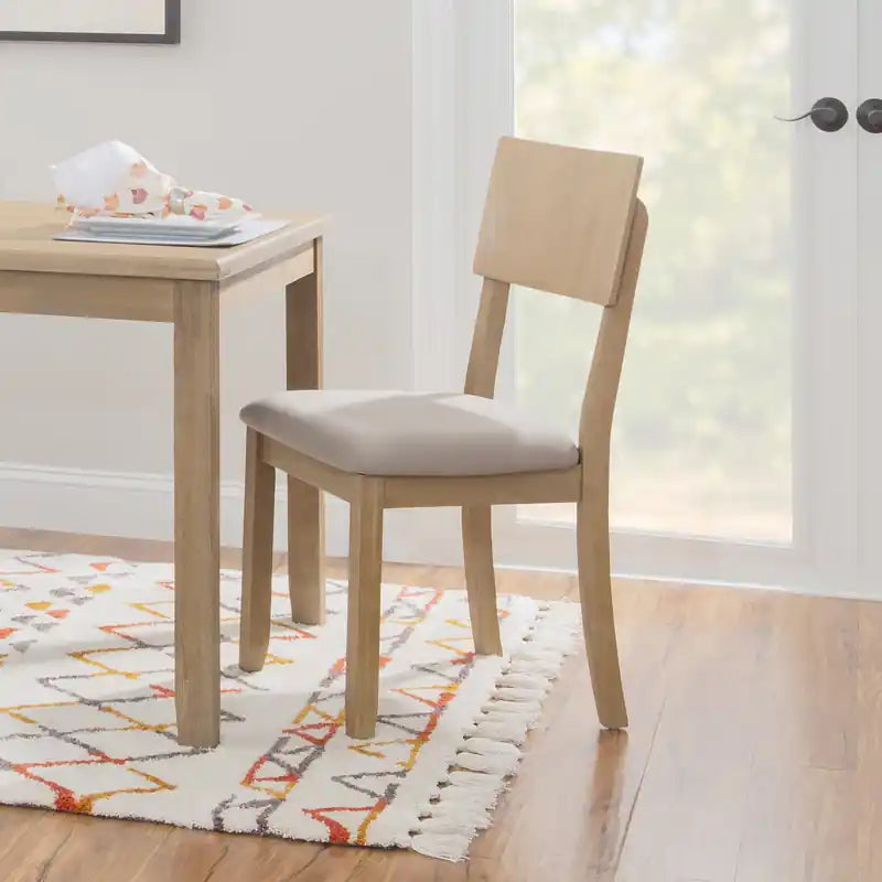 Chaise de salle à manger en tissu gris aspect lin