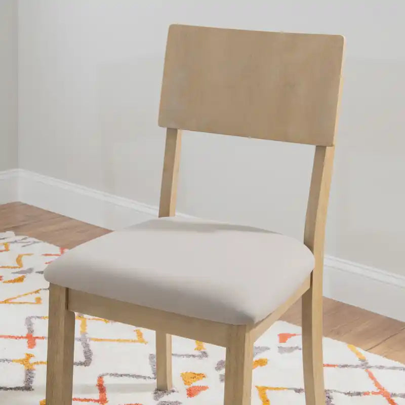 Chaise de salle à manger en tissu gris aspect lin