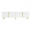 Frances Modern Tv Stand With 4 Doors,high-gloss White Tv Stand
