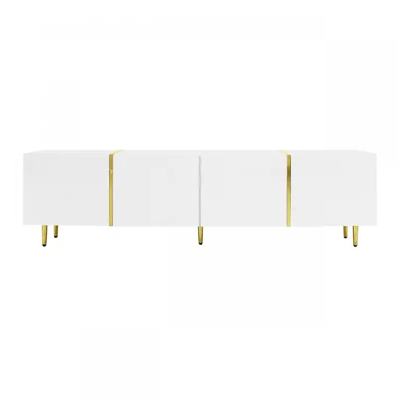 Frances Modern Tv Stand With 4 Doors,high-gloss White Tv Stand