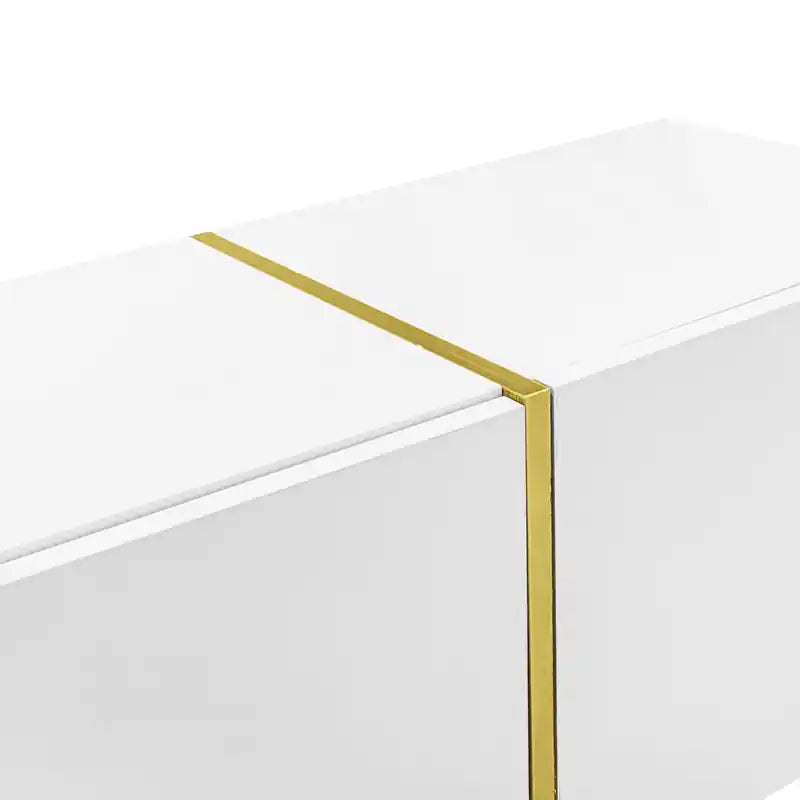 Meuble TV moderne avec 4 portes, meuble TV blanc brillant