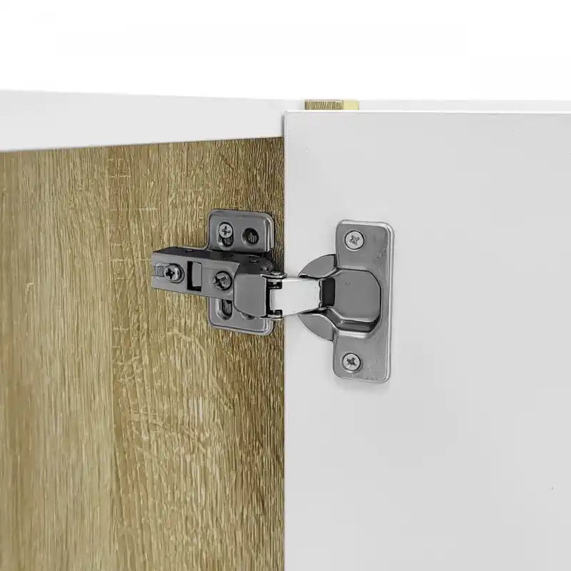 Meuble TV moderne avec 4 portes, meuble TV blanc brillant