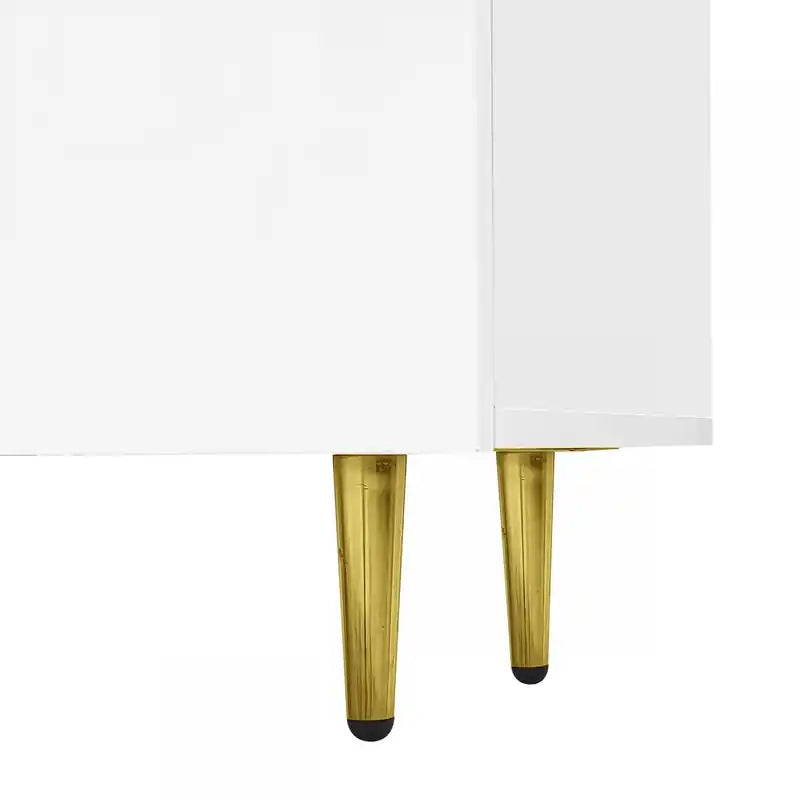 Meuble TV moderne avec 4 portes, meuble TV blanc brillant