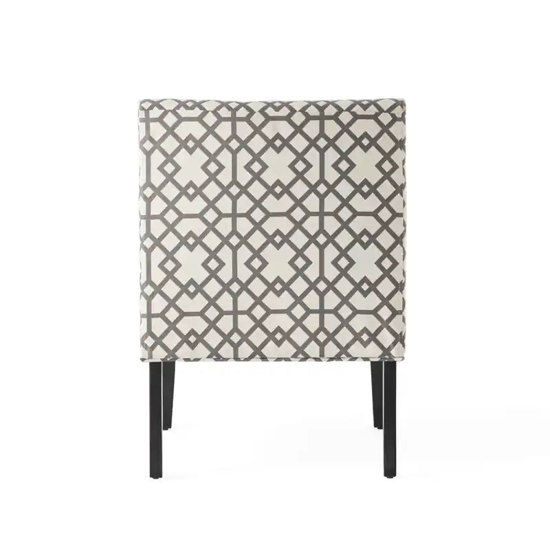 Fauteuil d'appoint en tissu aspect lin avec pieds en bois d'hévéa - Gris et ivoire