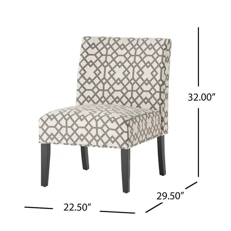 Fauteuil d'appoint en tissu aspect lin avec pieds en bois d'hévéa - Gris et ivoire