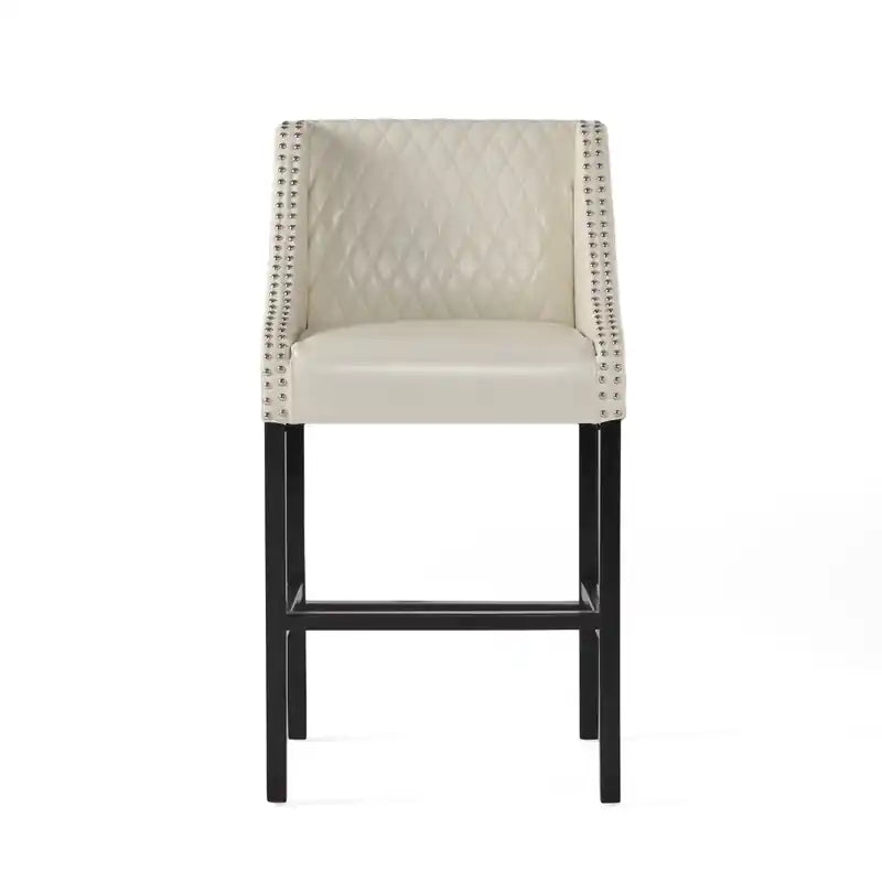 Deborah Armrests Barstool With Quilted Bonded Leather