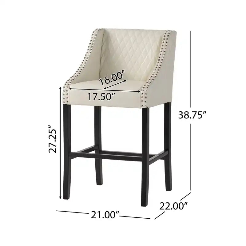 Tabouret de bar en cuir collé matelassé