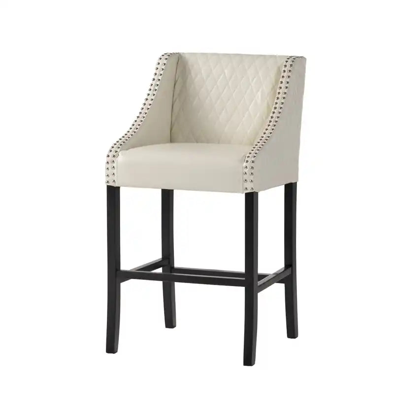 Tabouret de bar en cuir collé matelassé