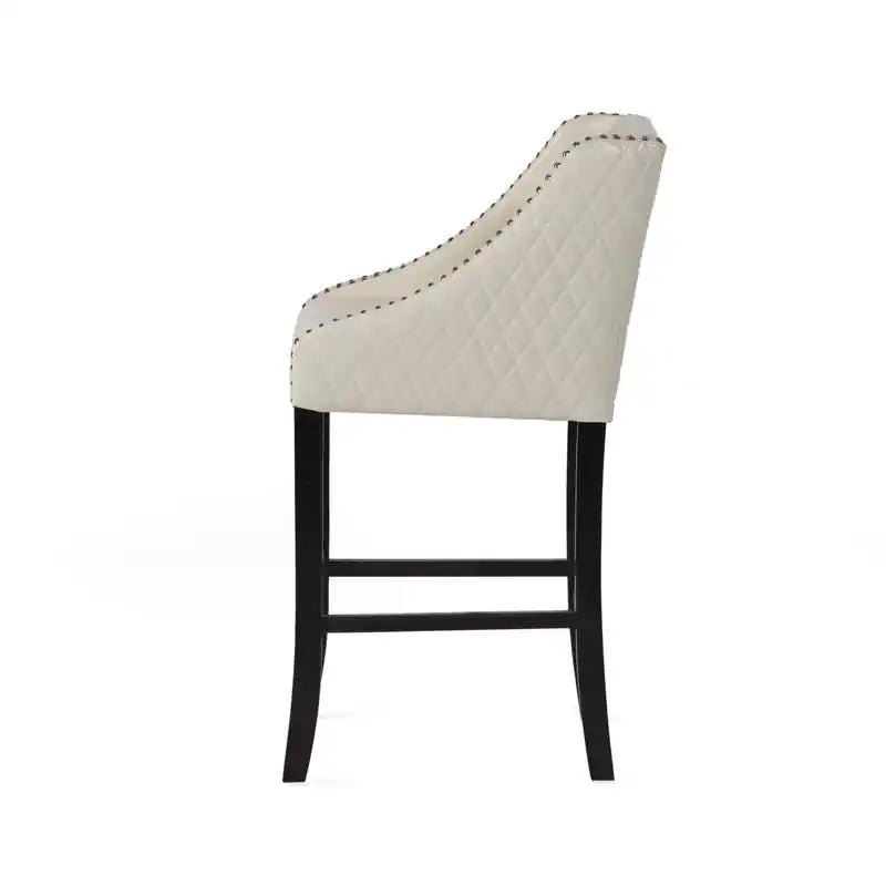 Tabouret de bar en cuir collé matelassé