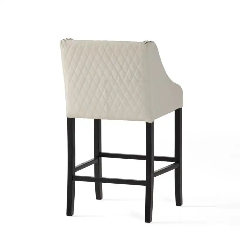 Tabouret de bar en cuir collé matelassé