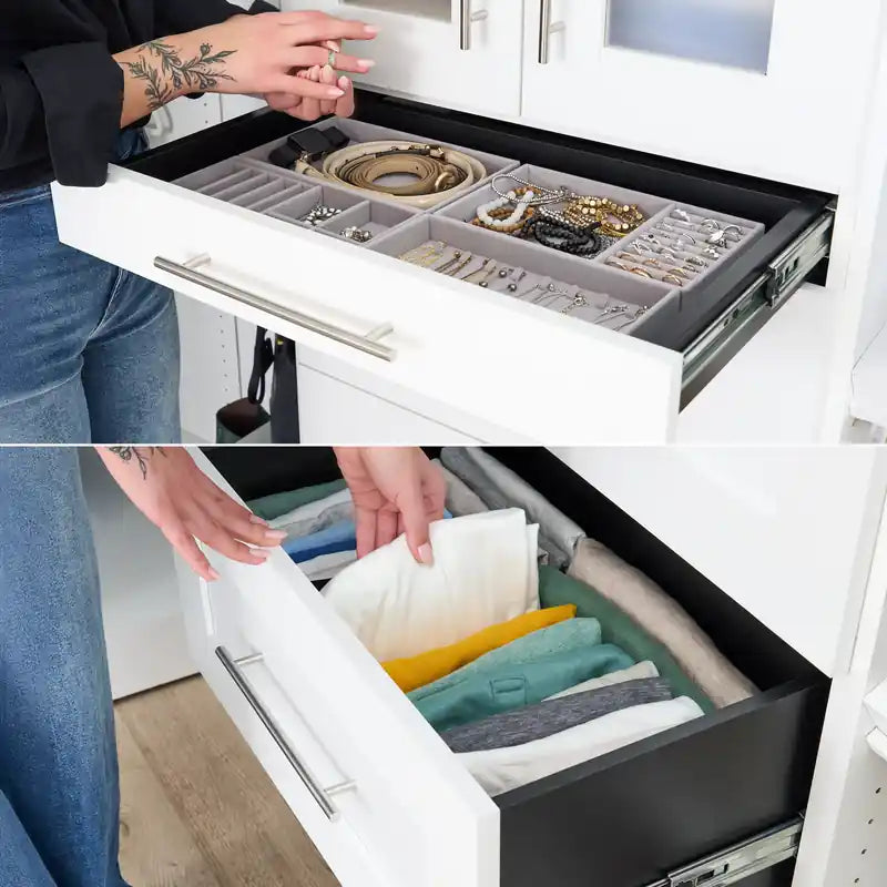 85 Système de rangement modulable pour dressing ou placard, avec tiroirs et étagères à chaussures, style Shaker