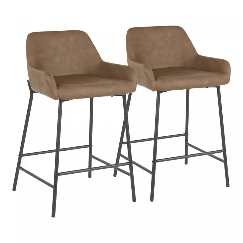 LumiSource Daniella Espresso Faux Leather Industrial Counter-Height Stool