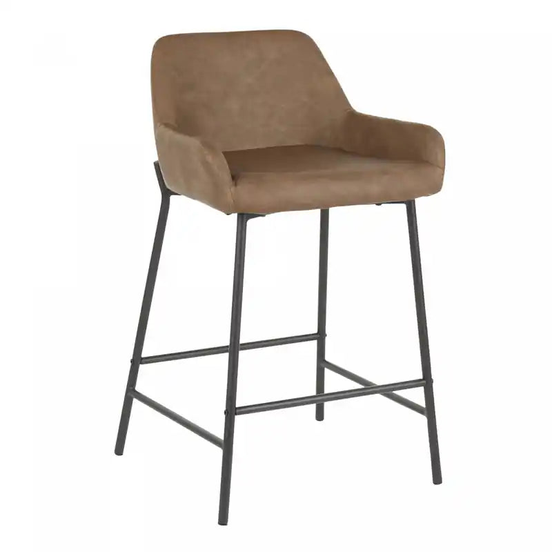 Tabouret de comptoir industriel en similicuir espresso