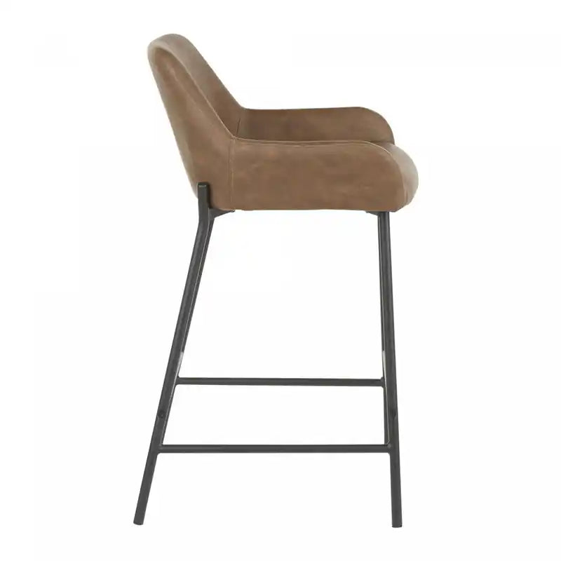 Tabouret de comptoir industriel en similicuir espresso