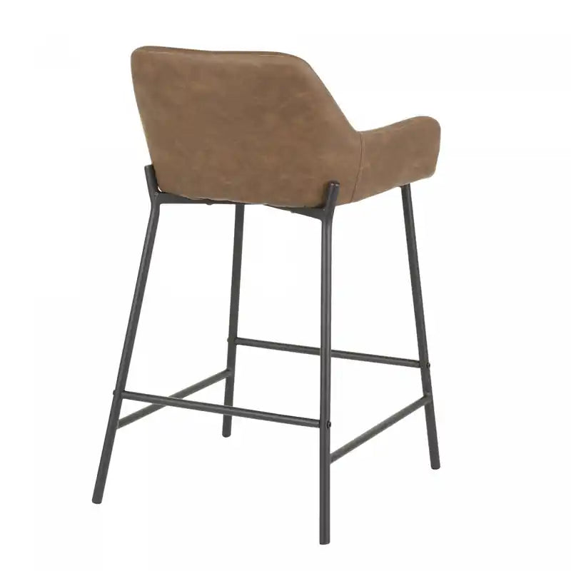 Tabouret de comptoir industriel en similicuir espresso