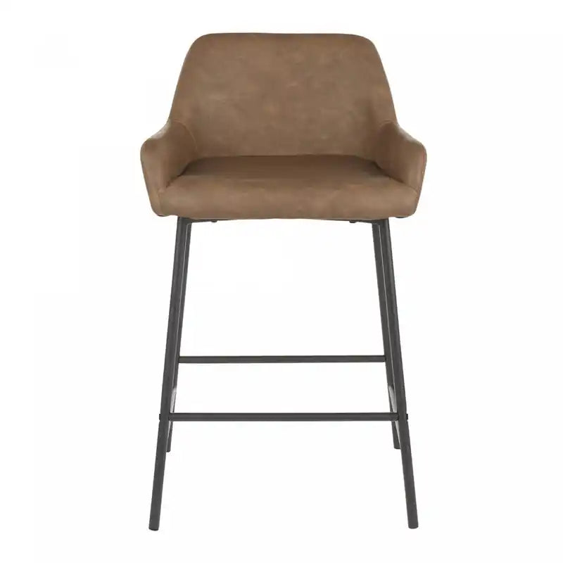 Tabouret de comptoir industriel en similicuir espresso