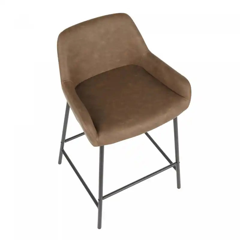 Tabouret de comptoir industriel en similicuir espresso