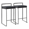 LumiSource Fuji Black Velvet Contemporary Stackable Counter-Height Stool