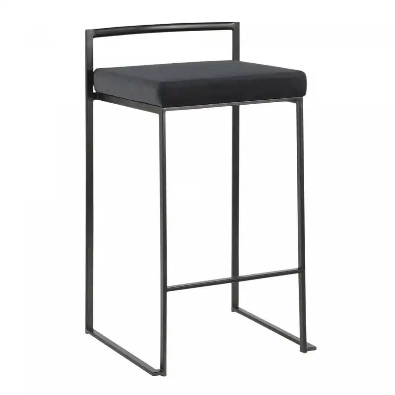 Tabouret de comptoir contemporain empilable en velours noir