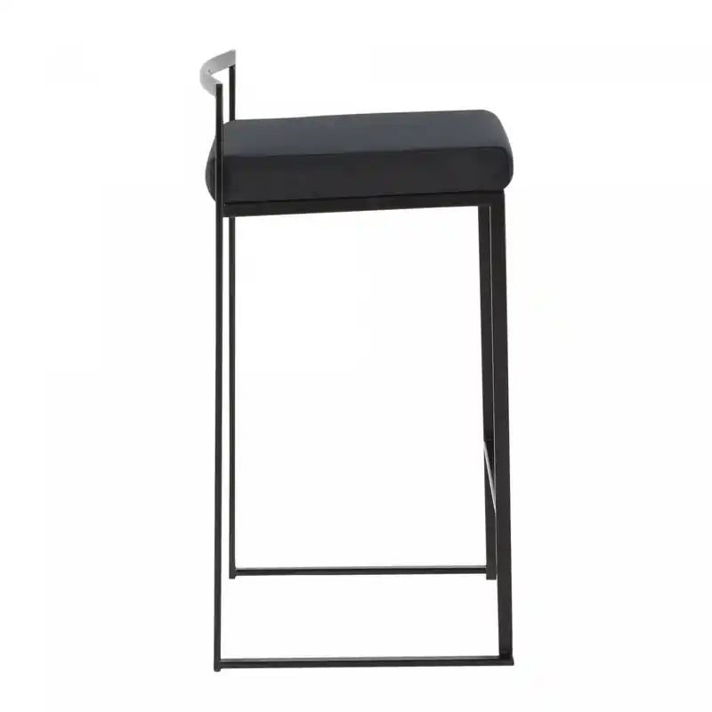 Tabouret de comptoir contemporain empilable en velours noir
