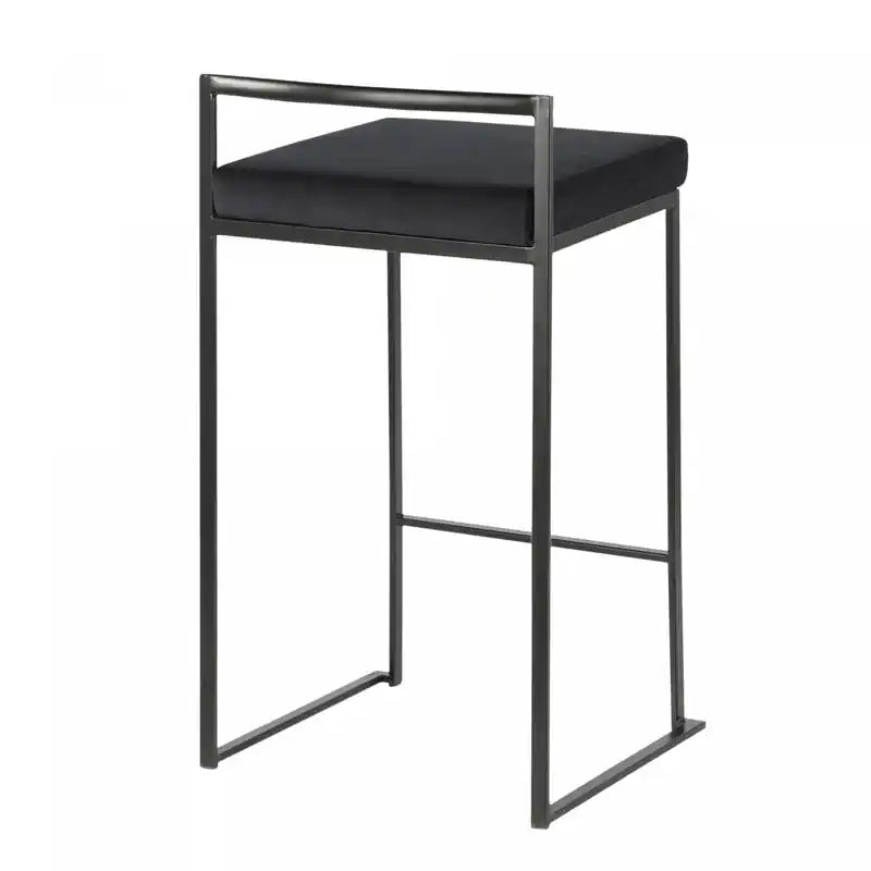 Tabouret de comptoir contemporain empilable en velours noir