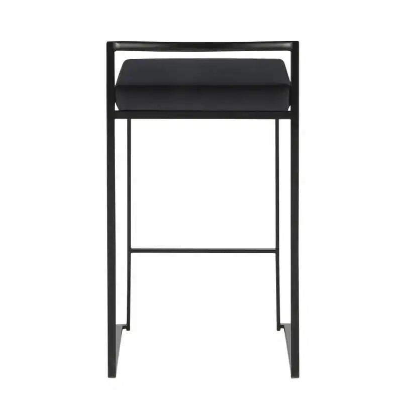 Tabouret de comptoir contemporain empilable en velours noir