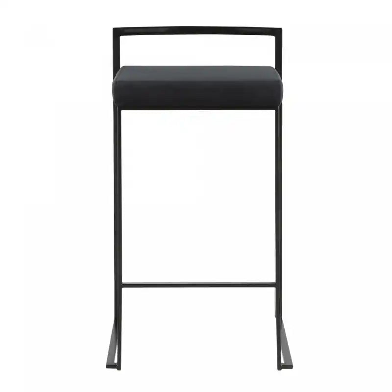 Tabouret de comptoir contemporain empilable en velours noir