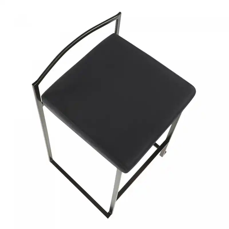 Tabouret de comptoir contemporain empilable en velours noir