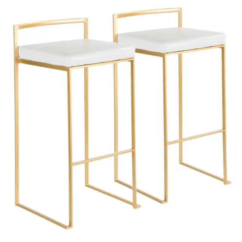 LumiSource Fuji White Faux Leather Contemporary Barstool